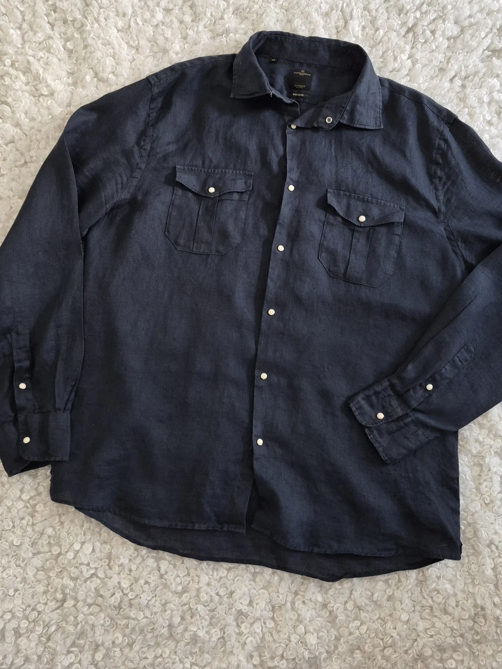 Doppelgänger Linen Western Shirt Black XXL Coastal Cowboy Italy Southern Cruise - Picture 2 of 12